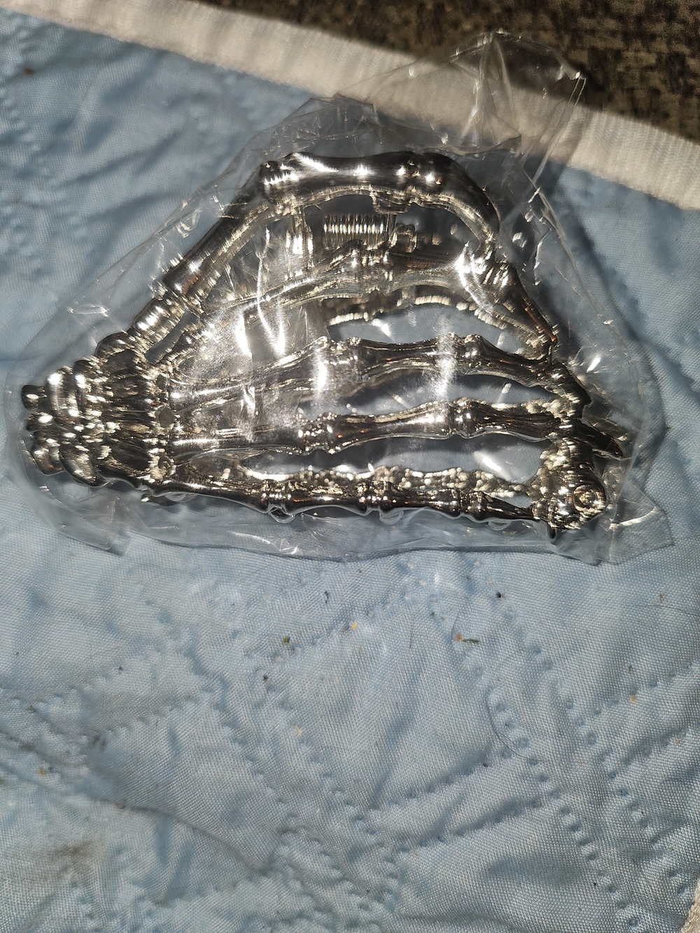 Silver Skeleton Halloween Metal Hair Claw Clip - Elegant Woman Accessories